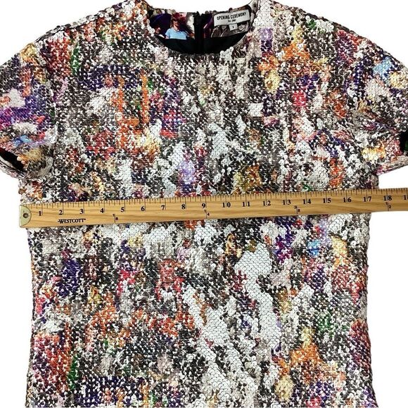 OPENING CEREMONY Size 2 Girl Collage Sequin Blouse Top Multi-Color Print - Picture 11 of 12